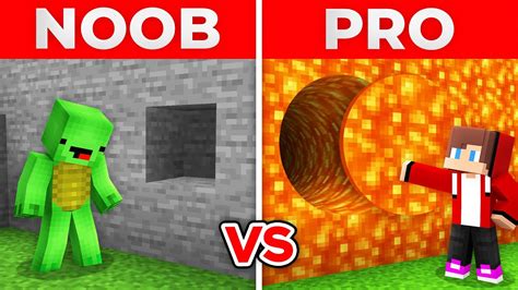 JJ And Mikey NOOB Vs PRO ROUND SECRET PASSAGE In STONE Vs LAVA In