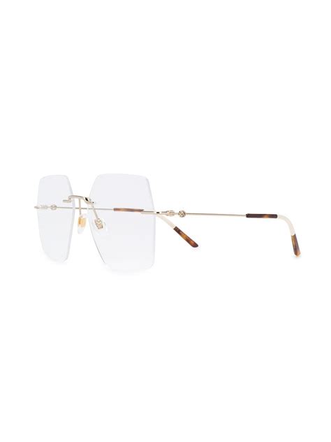 Gucci Eyewear Rimless Hexagonal Lens Glasses Farfetch