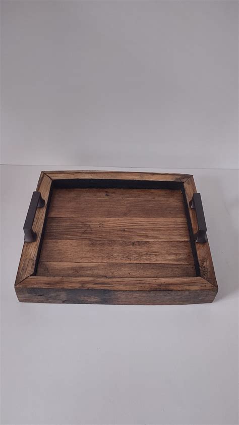 Whiskey Barrel Serving Tray Wooden Serving Tray Bourbon Etsy