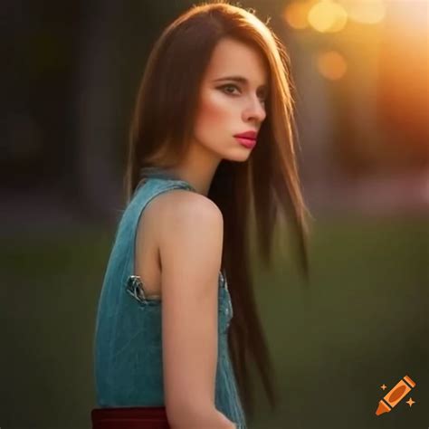 Woman 27 Years Old Brown Hair Green Eyes Wearing Jeans And A Red