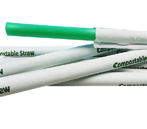 775 Wrapped Green Jumbo Compostable Straw 500box Kevidko