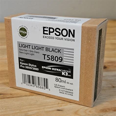 Used 2016 GENUINE EPSON T5809 LIGHT LIGHT BLACK INK STYLUS PRO 3800