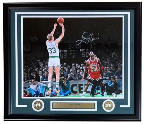 Larry Bird Signed Celtics Custom Framed Photo JSA Bird Pristine