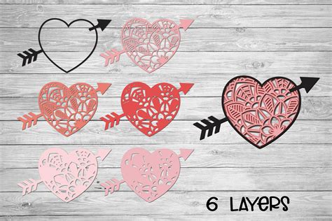 Valentines Svg D Layered Svg Heart Mandala Cut File