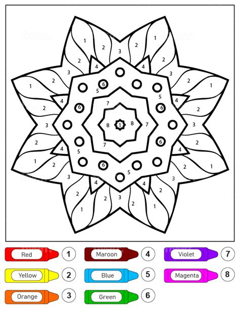 Mandala Color By Number Sheet 16 Download Print Now