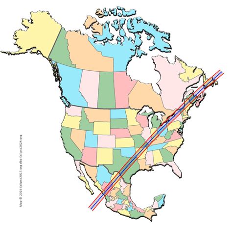 The path of totality through North America - the Great North American Eclipse of April 8, 2024 ...