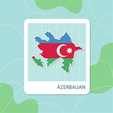 Adesivos Do Mapa Do Azerbaijão Com Padrão De Bandeira No Quadro Vetor Premium