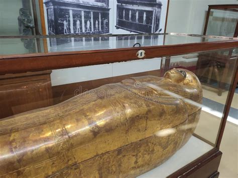 Sarcophagi With Mummies In An Egyptian Museum Editorial Stock Photo