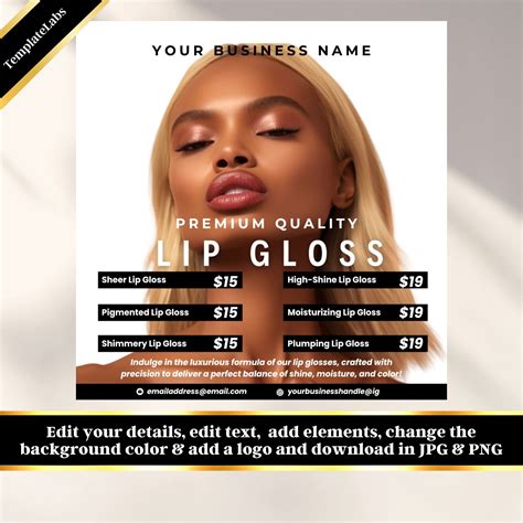 Lip Gloss Flyer Lip Gloss Template Lip Gloss Business E Flyer Social Media Flyer Instagram