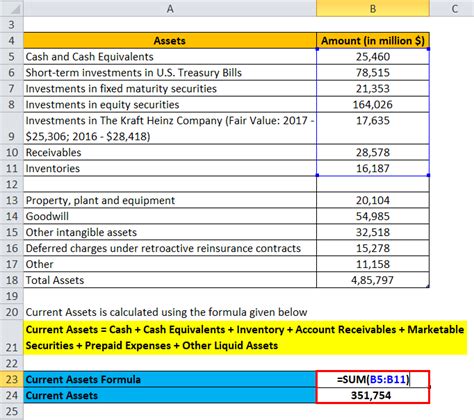 Current Assets Formula Calculator Excel Template