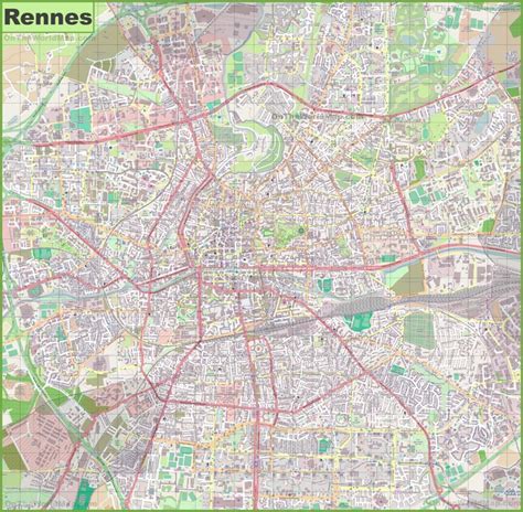 Large detailed map of Rennes - Ontheworldmap.com