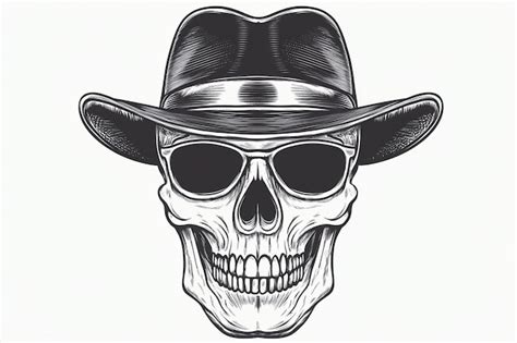 Vintage Monochrome Gangster Skull Without Jaw Premium Ai Generated Image