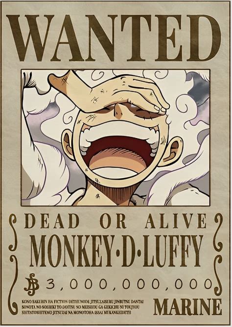 Poster Retrato Cartaz De Procurado Luffy Em