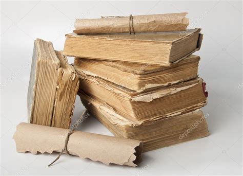 Pile Of Old Books And Scrolls — Stock Photo © Timolina 8710664