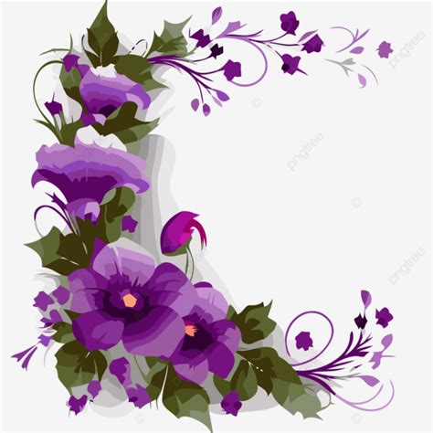 Purple Flower Border, Sticker Clipart An Elegant Purple Border With ...