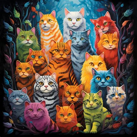 fantastical feline creatures stock illustrations  fantastical