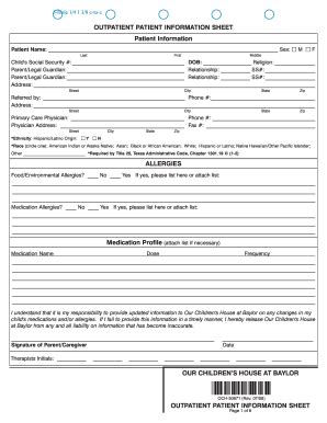 Editable Patient Information Sheet Pdf And Document Templates Online