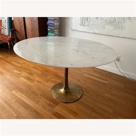 Organic Modernism White Marble Tulip Dining Table Aptdeco