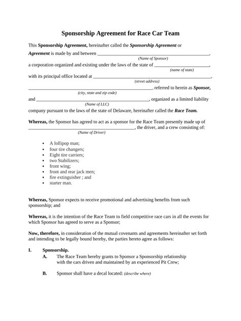 Race Car Sponsorship Template Form Fill Out And Sign Printable Pdf