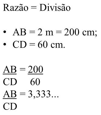 Qual a razão entre os segmentos AB e CD sabendo se que AB 2 M E CD 60