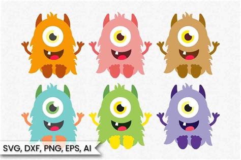 Monster Svg 6 Monsters Instant Download Cut File