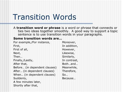 Types Of Transition Words And How To Use Them Off