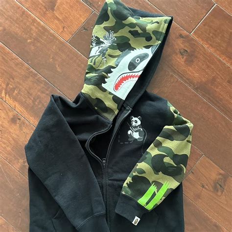 BAPE Black and Green Jacket | Depop