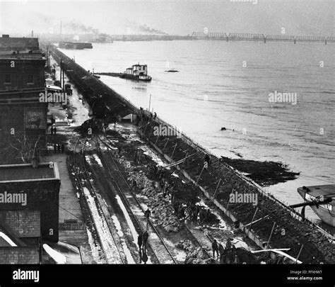 ILLINOIS: FLOOD WALL. /nA view of the flood wall on the waterfront in ...