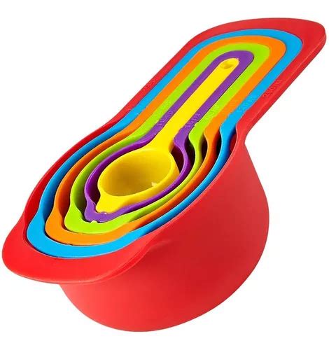 Juego De Cucharas Y Tazas Medidoras Con Piezas Pr Cticas De Colores