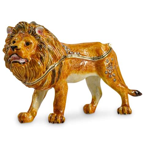 Jay Strongwater Style Lion Jeweled Trinket Box Auction