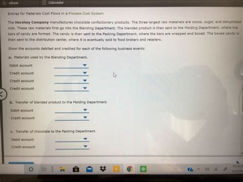 Solved EBook Calculator Entries For Materials Cost Flows In Chegg