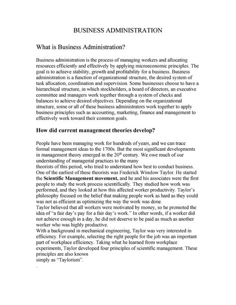 Busines Administration Business Administration What Is Business