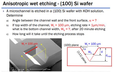 Solved Anisotropic Wet Etching Si Wafer A Chegg