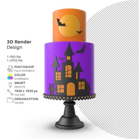 Premium PSD | Halloween cake 3d modeling psd file realistic halloween cake