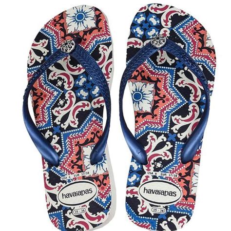 Havaianas Tongs Flip Flop Gracia White Navy Blue à Prix Pas Cher