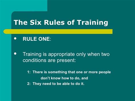 The Six Rules Of Training