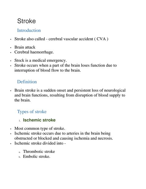 Solution Medical Surgical Nursing Notes Stroke Symptoms Causes Treatment Types Nursing