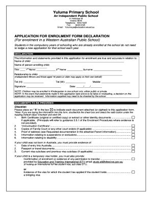 Fillable Online Yulumaps Wa Edu Application For Enrolment Form