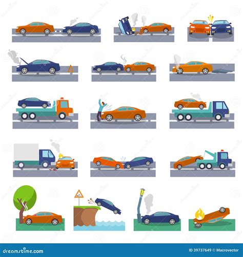 Car Crash Icons Stock Vector Illustration Of Disaster