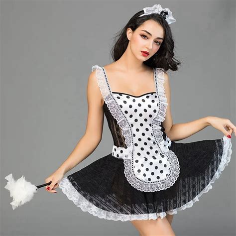 Jsy Good Quality Sexy Maid Costume Sleeveless Classical French Maid