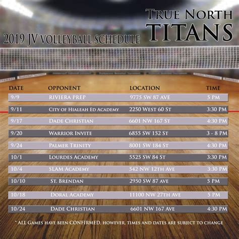 JV Volleyball Schedule – True North Classical Academy