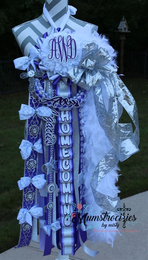 Homecoming Mum Custom Deluxe Unique And Big White Andpurple And