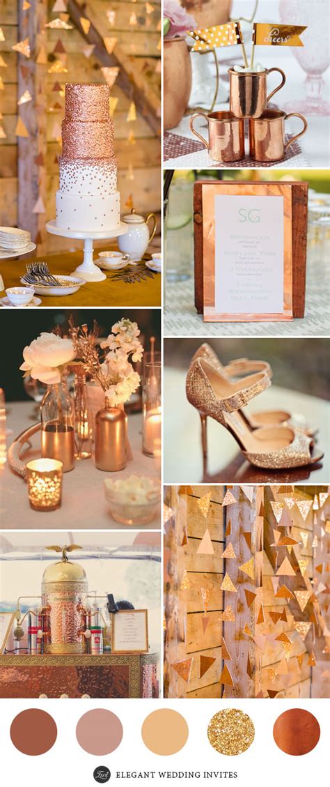 Perfect 7 Wedding Color Palettes 2017 With Metallic Copper Accents