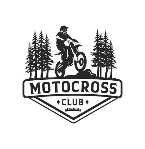 Silhueta De Motocross No Modelo De Design De Logotipo Da Floresta