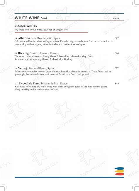 Menu at Portavadie Marina/ Ferry restaurant, Portavadie