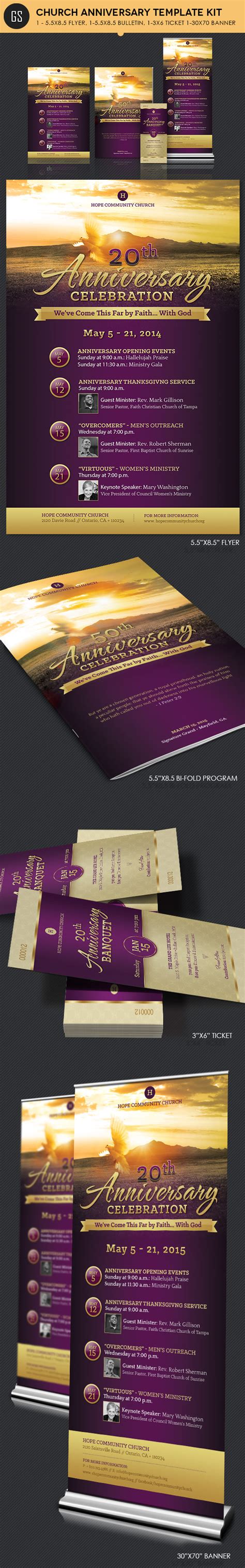 Church Anniversary Template Kit - Flyer, Ticket, Banner, Program