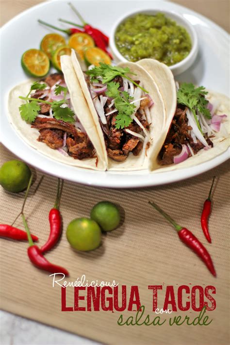 Lengua (Beef Tongue) Tacos con Salsa Verde