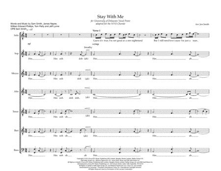 Stay With Me Arr Jon Smith By Sam Smith Sheet Music For Choir At