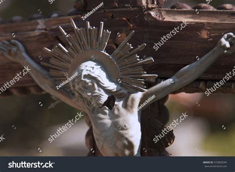 Jesus Christ Crucified Ancient Sculpture Details Stock Photo 572803594 ...