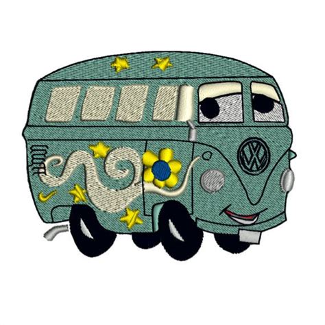 Fillmore Cars Green Volkswagen Bus Machine By Stitcherycomplete Embroidery Designs Volkswagen